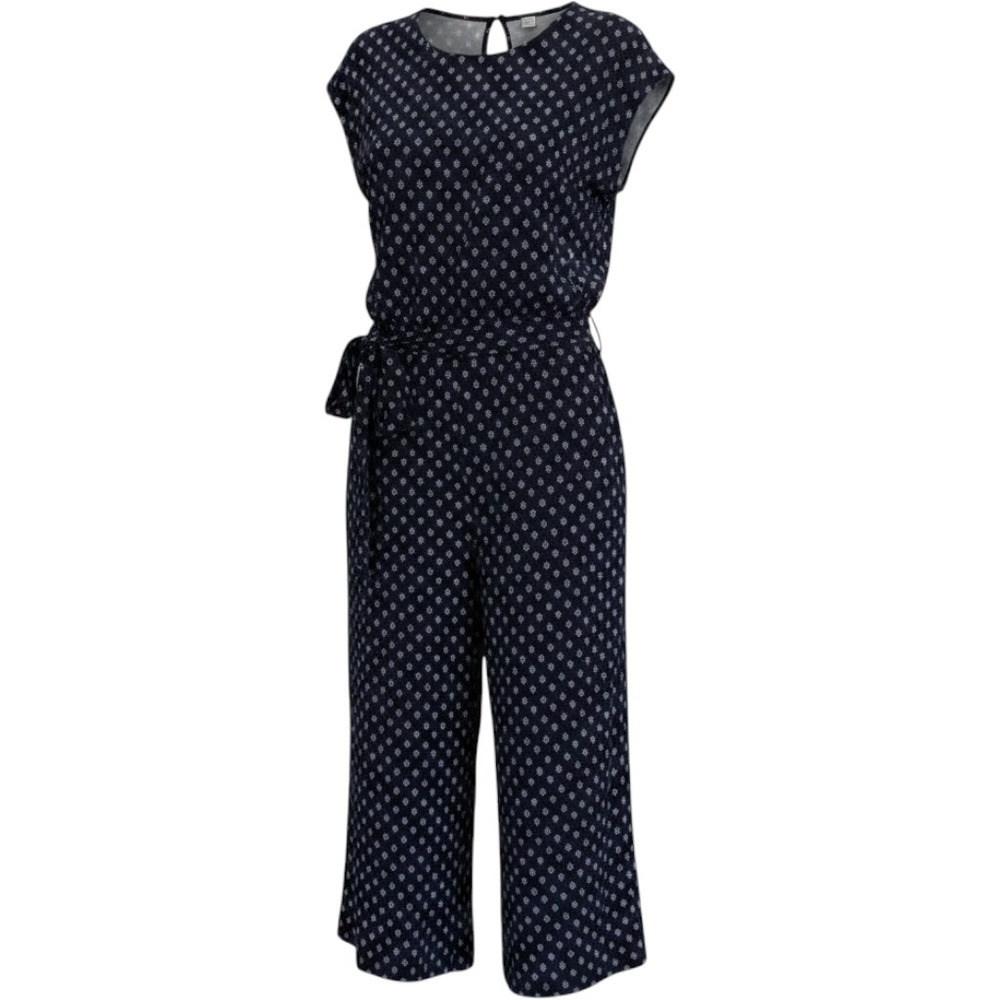 Old‎ Navy Navy New Blue Geometric Print Wide Leg Cropped Jumpsuit Medium